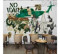 XLMING Dessin À La Main Couleur Art Avion Personnages Mur De Briques 3D Papier Peint Texture Soyeuse Intissé Salle à Manger Bureau D'étude Canapé Chambre Salon TV Mur-150cm×105cm