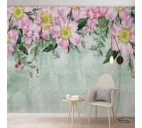 XLMING Dessin À La Main Couleurs Rétro Plantes Fleurs De Pêcher Beauté 3D Papier Peint Texture Soyeuse Intissé Salle à Manger Bureau D'étude Canapé Chambre Salon TV Mur-430cm×300cm