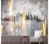 XLMING Dessin À La Main Doré Scintillant Urbain Architecture Rétro 3D Papier Peint Texture Soyeuse Intissé Salle à Manger Bureau D'étude Canapé Chambre Salon TV Mur-430cm×300cm