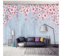 XLMING Dessin À La Main D'Une Belle Fleur De Pêcher Rose Et Chaude 3D Papier Peint Texture Soyeuse Intissé Salle à Manger Bureau D'étude Canapé Chambre Salon TV Mur-350cm×256cm