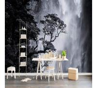 XLMING Dessin À La Main Encre De Chine Haute Montagne Cascade Petit Arbre Paysage 3D Papier Peint Premium Texturé Soie Bureau Salle à Manger Salon Chambre Coucher Canapé TV Mur-250cm×170cm
