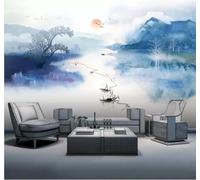 XLMING Dessin À La Main Encre De Chine Paysage Atmosphère Panorama Élan 3D Papier Peint Texture Soyeuse Intissé Salle à Manger Bureau D'étude Canapé Chambre Salon TV Mur-350cm×256cm