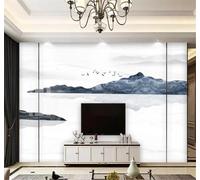 XLMING Dessin À La Main Encre De Chine Paysage Oiseaux En Vol Paysage 3D Papier Peint Texture Soyeuse Intissé Salle à Manger Bureau D'étude Canapé Chambre Salon TV Mur-430cm×300cm