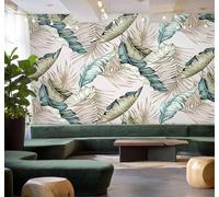 XLMING Dessin À La Main Frais Minimaliste Végétal Feuille De Bananier 3D Papier Peint Texture Soyeuse Intissé Salle à Manger Bureau Canapé Chambre Salon TV Mur-400cm×280cm