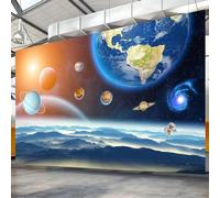 XLMING Dessin À La Main Fresh Planet Universe Starry Sky Cartoon 3D Papier Peint Texture Soyeuse Intissé Salle à Manger Bureau D'étude Canapé Chambre Salon TV Mur-430cm×300cm