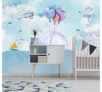 XLMING Dessin Animé Aquarelle Océan Baleine Montgolfière 3D Papier Peint Premium Texturé Soie Bureau Salle à Manger Salon Chambre Coucher Canapé TV Mur-430cm×300cm