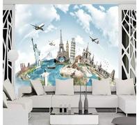 XLMING Dessin Animé Architecture Personnages Statues Avions 3D Papier Peint Premium Texturé Soie Bureau Salle à Manger Salon Chambre Coucher Canapé TV Mur-150cm×105cm