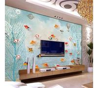 XLMING Dessin Animé Dessiné À La Main : Montgolfière Colorée Avec Poissons Rouges Mer 3D Papier Peint Texture Soyeuse Intissé Salle à Manger Bureau D'étude Canapé Chambre Salon TV Mur-250cm×170cm