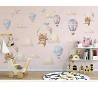 XLMING Dessin Animé Dessiné À La Main Montgolfière Oiseau En Vol Animal Papier Peint 3D Soie De Luxe Intissé Bureau Salle à Manger Canapé Chambre Salon TV Mural Décoratif-400cm×280cm