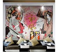 XLMING Dessin Animé Fait À La Main Nourriture Sushi Femme Restaurant 3D Papier Peint Texture Soyeuse Intissé Salle à Manger Bureau D'étude Canapé Chambre Salon TV Mur-400cm×280cm