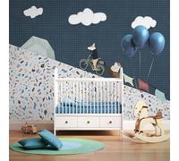 XLMING Dessin Animé Nuages Blancs Bleus En Treillis En Montée 3D Papier Peint Texture Soyeuse Intissé Salle à Manger Bureau D'étude Canapé Chambre Salon TV Mur-400cm×280cm