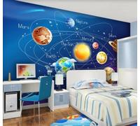 XLMING Dessin Animé Planète Ciel Étoilé Univers Système Solaire 3D Papier Peint Luxe Décoration Manger Adulte Intérieure Salon Canapé Chambre Fond TV Mur-350cm×256cm