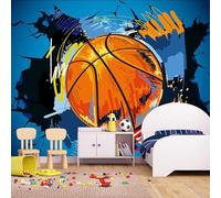 XLMING Dessin Animé Simple De Basket Ball Graffiti 3D Papier Peint Texture Soyeuse Intissé Salle à Manger Bureau D'étude Canapé Chambre Salon TV Mur-200cm×140cm