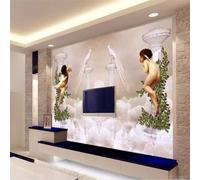 XLMING Dessiné À La Main Art Anges Colonnes Romaines Plantes Nuages 3D Papier Peint Premium Texturé Soie Bureau Salle à Manger Salon Chambre Coucher Canapé TV Mur-350cm×256cm