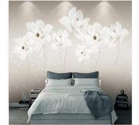 XLMING Dessiné À La Main Art Graffiti Lignes Blanc Lotus 3D Papier Peint Texture Soyeuse Intissé Salle à Manger Bureau D'étude Canapé Chambre Salon TV Mur-200cm×140cm