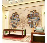 XLMING Dessiné À La Main Art Mur De Briques Arbre Étagère Oiseaux En Vol 3D Papier Peint Premium Texturé Soie Bureau Salle à Manger Salon Chambre Coucher Canapé TV Mur-200cm×140cm