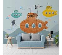 XLMING Dessiné À La Main Cartoon Coloré Sous Marin Monde Sous Marin Petits Poissons 3D Papier Peint Premium Texturé Soie Bureau Salle à Manger Salon Chambre Coucher Canapé TV Mur-300cm×210cm