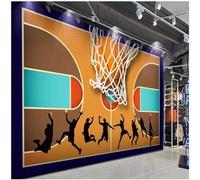 XLMING Dessiné À La Main Couleur Basket Ball Terrain De Basket Art Personnages 3D Papier Peint Texture Soyeuse Intissé Salle à Manger Bureau D'étude Canapé Chambre Salon TV Mur-200cm×140cm