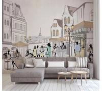 XLMING Dessiné À La Main Créatif Architecture Urbaine Figures Art 3D Papier Peint Texture Soyeuse Intissé Salle à Manger Bureau D'étude Canapé Chambre Salon TV Mur-150cm×105cm