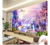 XLMING Dessiné À La Main Fantaisie Paysage Cascade Maison Arbre 3D Papier Peint Premium Texturé Soie Bureau Salle à Manger Salon Chambre Coucher Canapé TV Mur-350cm×256cm