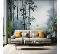 XLMING Dessiné À La Main Frais Aquarelle Brume Bambouseraie Forêt 3D Papier Peint Texture Soyeuse Intissé Salle à Manger Bureau D'étude Canapé Chambre Salon TV Mur-350cm×256cm