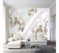 XLMING Dessiné À La Main Relief Frais Blanc Fleur De Magnolia Papillon 3D Papier Peint Premium Texturé Soie Bureau Salle à Manger Salon Chambre Coucher Canapé TV Mur-300cm×210cm