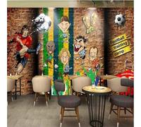 XLMING Dessins À La Main Art Personnages De Dessins Animés Football Graffitis 3D Papier Peint Texture Soyeuse Intissé Salle à Manger Bureau D'étude Canapé Chambre Salon TV Mur-250cm×170cm