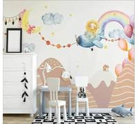 XLMING Dessins Animés Faits À La Main Arc En Ciel Nuages Montgolfière 3D Papier Peint Luxe Décoration Manger Adulte Intérieure Salon Canapé Chambre Fond TV Mur-430cm×300cm