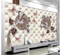 XLMING Diamants Roses Bijoux Revêtements Souples Lignes 3D Papier Peint Texture Soyeuse Intissé Salle à Manger Bureau D'étude Canapé Chambre Salon TV Mur-300cm×210cm