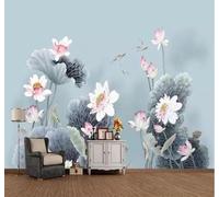 XLMING Élégant Feuille De Lotus Rose Fleur De Lotus Petit Poisson 3D Papier Peint Premium Texturé Soie Bureau Salle à Manger Salon Chambre Coucher Canapé TV Mur-300cm×210cm