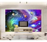 XLMING Élégant Multicolore Ciel Étoilé Planètes Cosmos Papier Peint 3D Soie De Luxe Intissé Bureau Salle à Manger Canapé Chambre Salon TV Mural Décoratif-300cm×210cm