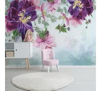 XLMING Élégantes Fleurs Violettes Et Roses En Trois Dimensions 3D Papier Peint Premium Texturé Soie Bureau Salle à Manger Salon Chambre Coucher Canapé TV Mur-300cm×210cm
