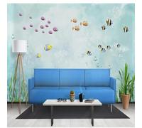 XLMING En Relief Frais Cartoon Algues Coloré Petits Poissons 3D Papier Peint Texture Soyeuse Intissé Salle à Manger Bureau D'étude Canapé Chambre Salon TV Mur-250cm×170cm