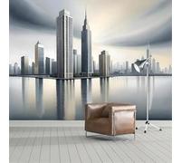 XLMING En Relief Minimaliste Ville Architecture Rivière 3D Papier Peint Luxe Décoration Manger Adulte Intérieure Salon Canapé Chambre Fond TV Mur-150cm×105cm