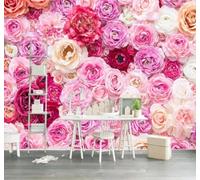 XLMING En Trois Dimensions Beauté Romantisme Couleurs Roses Fleurs Papier Peint 3D Soie De Luxe Intissé Bureau Salle à Manger Canapé Chambre Salon TV Mural Décoratif-430cm×300cm