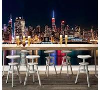 XLMING En Trois Dimensions Belle Architecture Urbaine Rivière Vue De Nuit 3D Papier Peint Luxe Décoration Manger Adulte Intérieure Salon Canapé Chambre Fond TV Mur-300cm×210cm