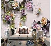 XLMING En Trois Dimensions Chaleureux Esthétique Relief Branches Roses 3D Papier Peint Texture Soyeuse Intissé Salle à Manger Bureau D'étude Canapé Chambre Salon TV Mur-150cm×105cm
