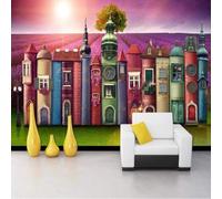 XLMING En Trois Dimensions Chaud Beau Étude Livres Lavande 3D Papier Peint Texture Soyeuse Intissé Salle à Manger Bureau D'étude Canapé Chambre Salon TV Mur-430cm×300cm