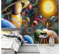 XLMING En Trois Dimensions Dessins Animés Esthétique Planète Univers 3D Papier Peint Texture Soyeuse Intissé Salle à Manger Bureau D'étude Canapé Chambre Salon TV Mur-250cm×170cm