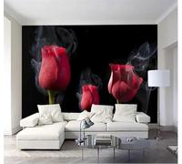 XLMING En Trois Dimensions Esthétique Romantique Brume Rose Rouge 3D Papier Peint Texture Soyeuse Intissé Salle à Manger Bureau D'étude Canapé Chambre Salon TV Mur-400cm×280cm