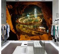 XLMING En Trois Dimensions Grotte Viaduc Vue De Nuit Bar Papier Peint 3D Soie De Luxe Intissé Bureau Salle à Manger Canapé Chambre Salon TV Mural Décoratif-430cm×300cm