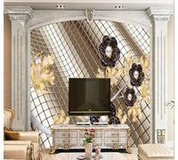 XLMING En Trois Dimensions Luxueux Diamants Fleurs Géométrique Papier Peint 3D Soie De Luxe Intissé Bureau Salle à Manger Canapé Chambre Salon TV Mural Décoratif-430cm×300cm