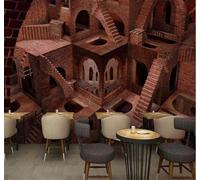 XLMING En Trois Dimensions Original Art Architecture Briques Rouges Bar 3D Papier Peint Texture Soyeuse Intissé Salle à Manger Bureau D'étude Canapé Chambre Salon TV Mur-300cm×210cm