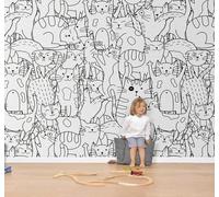 XLMING En Trois Dimensions Original Artistique Chat Mignon Animalerie 3D Papier Peint Texture Soyeuse Intissé Salle à Manger Bureau D'étude Canapé Chambre Salon TV Mur-400cm×280cm