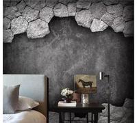 XLMING En Trois Dimensions Original Artistique Gris Fragmenté Pierre De Parement 3D Papier Peint Texture Soyeuse Intissé Salle à Manger Bureau D'étude Canapé Chambre Salon TV Mur-350cm×256cm