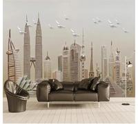 XLMING En Trois Dimensions Relief Architecture Oiseaux Art 3D Papier Peint Texture Soyeuse Intissé Salle à Manger Bureau D'étude Canapé Chambre Salon TV Mur-250cm×170cm