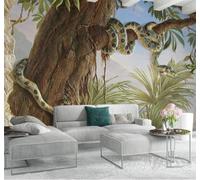 XLMING En Trois Dimensions Relief Tropical Jungle Arbre Python 3D Papier Peint Texture Soyeuse Intissé Salle à Manger Bureau D'étude Canapé Chambre Salon TV Mur-430cm×300cm