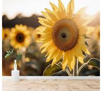 XLMING En Trois Dimensions Soleil Doré Tournesol Été Fleurs 3D Papier Peint Texture Soyeuse Intissé Salle à Manger Bureau Canapé Chambre Salon TV Mur-430cm×300cm