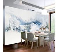 XLMING Encre Abstraite Oiseau De Montagne Orignal Scène De Neige 3D Papier Peint Premium Texturé Soie Bureau Salle à Manger Salon Chambre Coucher Canapé TV Mur-300cm×210cm
