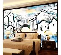 XLMING Encre Abstraite Ville Bâtiment Bateau Oiseau Papier Peint 3D Soie De Luxe Intissé Bureau Salle à Manger Canapé Chambre Salon TV Mural Décoratif-200cm×140cm